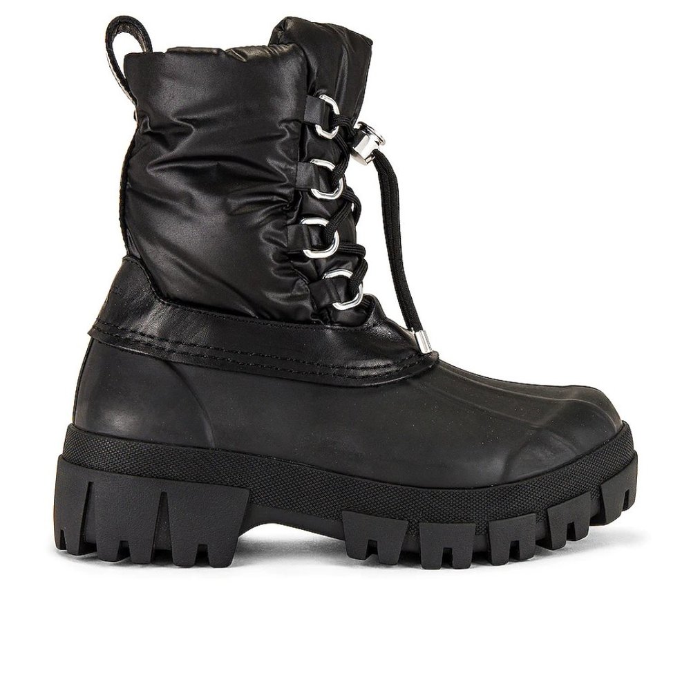 $550 RAG & BONE RB WINTER LUG-SOLE RUBBER LEATHER BOOTS BLACK 40 (P11)